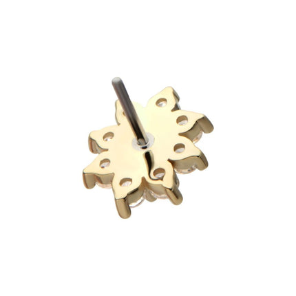 Invictus 14Kt Yellow Gold Threadless "Regalia Oval" CZ Gem Flower Top