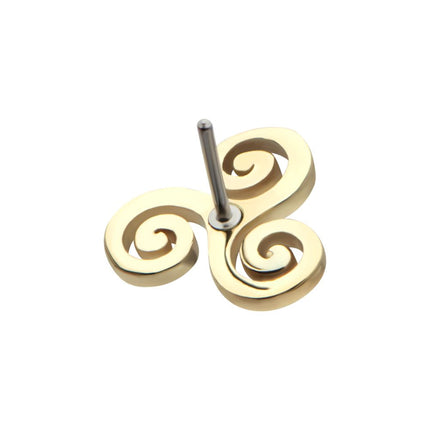 Invictus 14Kt Yellow Gold Threadless Triskelion Celtic Symbol Top