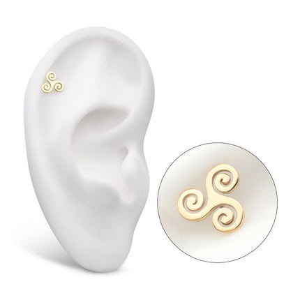 Invictus 14Kt Yellow Gold Threadless Triskelion Celtic Symbol Top