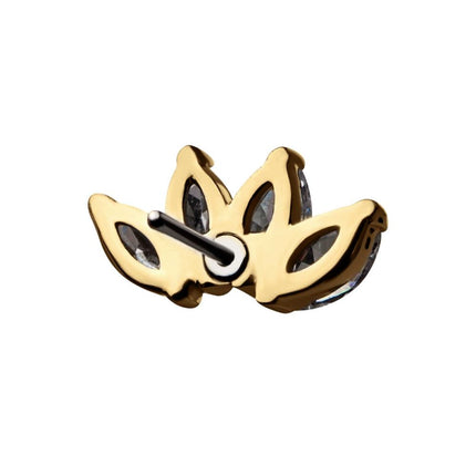 Invictus 14Kt Gold Threadless with 4 Marquise Clear CZ Top