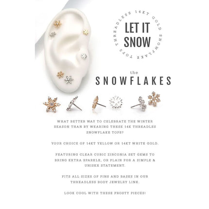 Invictus 14Kt Gold Threadless with Snowflake Top