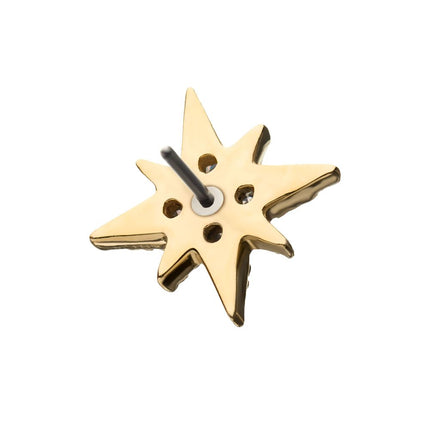 Invictus 14Kt Yellow Gold Threadless with 4-Clear Gem 8-Point Star Top