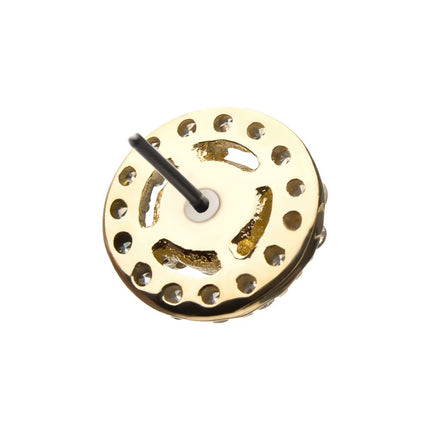 Invictus 14Kt Yellow Gold Threadless with Multi-Prong Set Clear Gem Cut Out Circle Top