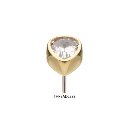 Invictus 14Kt Gold Threadless Bezel Set Pear Gem Top