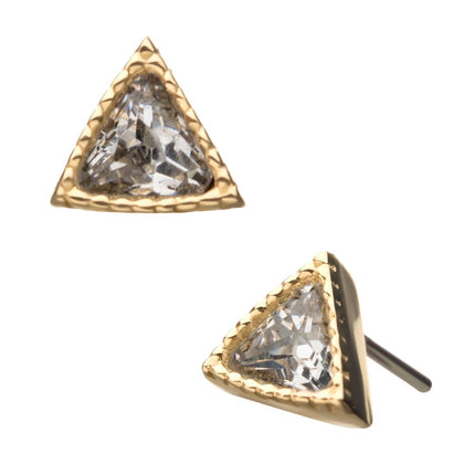 Invictus 14Kt Yellow Gold Threadless with Clear Gem Triangle Top