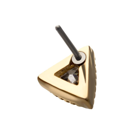 Invictus 14Kt Yellow Gold Threadless with Clear Gem Triangle Top