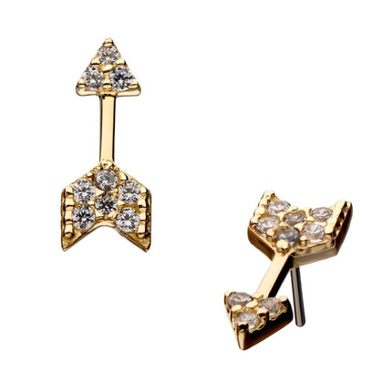 Invictus 14Kt Yellow Gold Threadless with Multi-Clear Gem Arrow Top