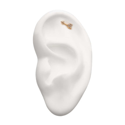Invictus 14Kt Yellow Gold Threadless with Multi-Clear Gem Arrow Top