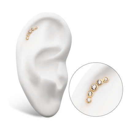 Invictus 14Kt Yellow Gold Threadless Bezel Set Gem 5-Cluster Top