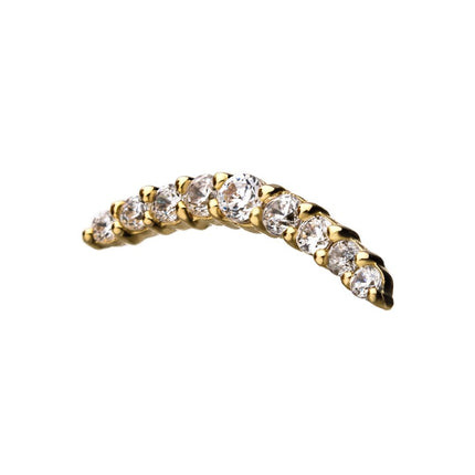 Invictus 14Kt Gold Threadless Curved Bar Top with 9 Prong Set Gem Cluster