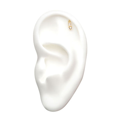Invictus 14kt Yellow Gold Threadless 8mm Dual Clear Gem Top