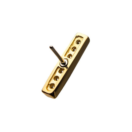 Invictus 14kt Yellow Gold Threadless 9mm 7-Clear Gem Panel Top
