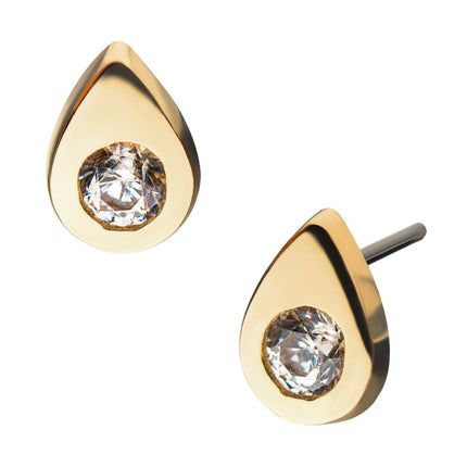 Invictus 14Kt Yellow Gold Threadless Bezel Set Gem Teardrop Shape Top