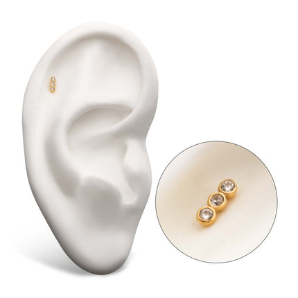 Invictus 14Kt Yellow Gold Threadless with 3 Bezel Clear CZ Top