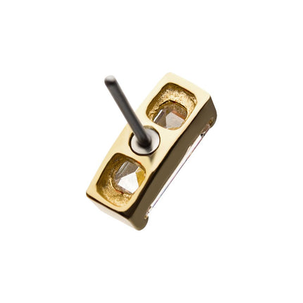 Invictus 14Kt Yellow Gold Threadless with Rectangle Clear CZ Top