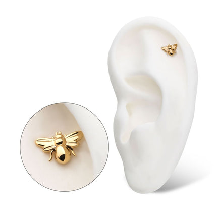Invictus 14kt Gold Threadless with Bee Top