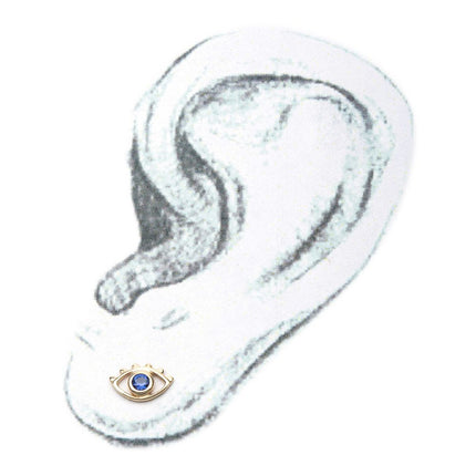 Invictus 14kt Yellow Gold Threadless Open Eye Outline with Blue CZ Top
