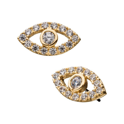 Invictus 14kt Yellow Gold Threadless with Multi-Clear Gem Eye Top