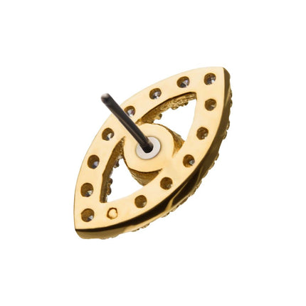 Invictus 14kt Yellow Gold Threadless with Multi-Clear Gem Eye Top