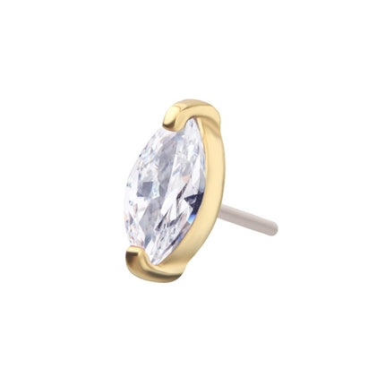 Invictus 14Kt Gold Threadless with Marquise Prong Gem Top