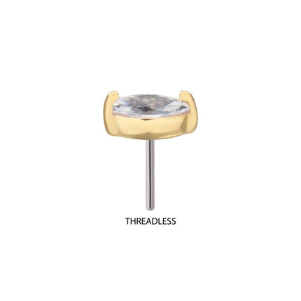Invictus 14Kt Gold Threadless with Marquise Prong Gem Top