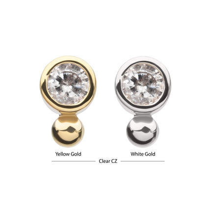 Invictus 14Kt Gold Threadless 1.75mm Bezel Set Gem & Bead Top