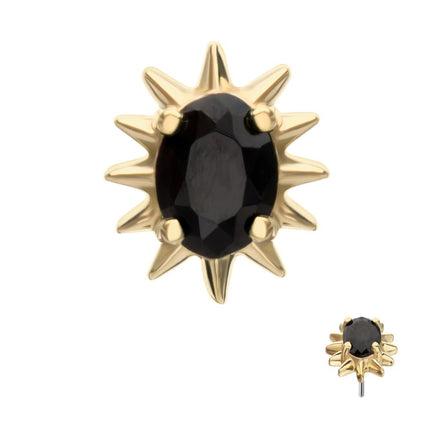 Invictus 14Kt Yellow Gold Threadless Spike Edge Prong Set Oval Gem Top
