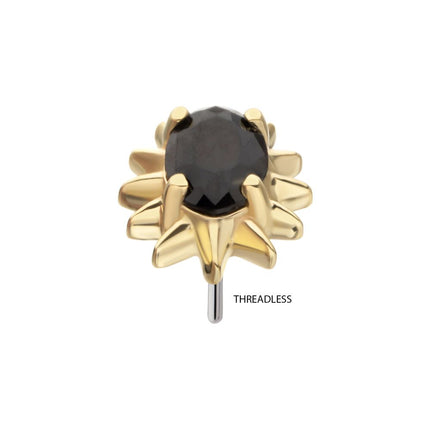 Invictus 14Kt Yellow Gold Threadless Spike Edge Prong Set Oval Gem Top
