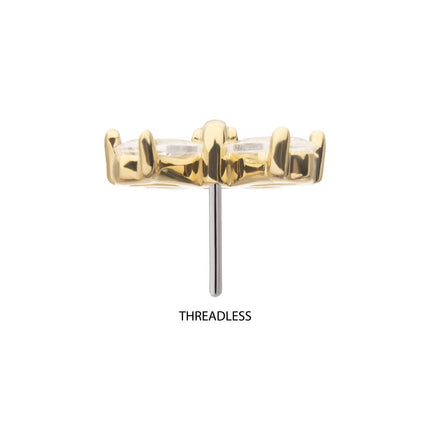 Invictus 14Kt Yellow Gold Threadless Butterfly Top with Prong Set Teardrop & Marquise Gem