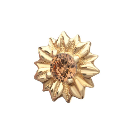 Invictus 14Kt Yellow Gold Threadless Prong Set Gem Sunflower Top