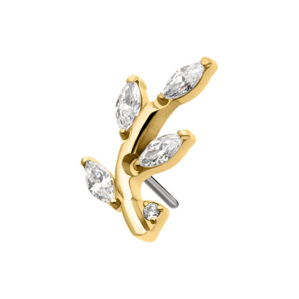 Invictus 14Kt Gold Threadless Leaf Top with Prong Set Marquise Gem