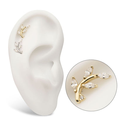 Invictus 14Kt Gold Threadless Leaf Top with Prong Set Marquise Gem