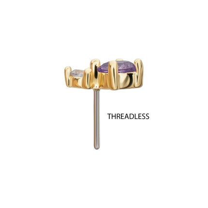 Invictus 14Kt Yellow Gold Threadless Double Round Prong Set Multi-Gem Top