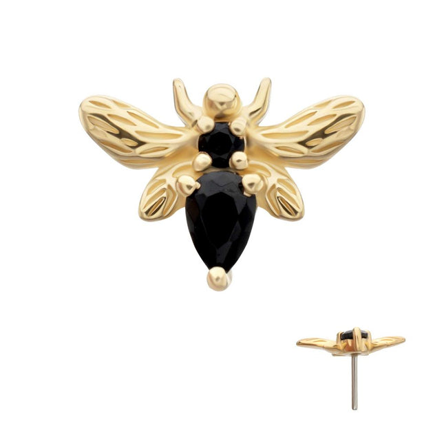Invictus 14Kt Yellow Gold Threadless "Golden Bee" Gem Top