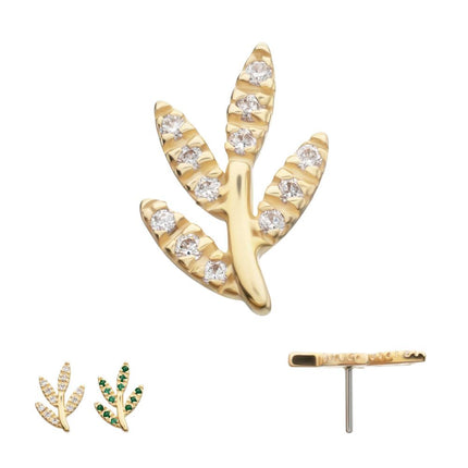 Invictus 14Kt Yellow Gold Threadless "Golden Flora" Paved Gem Top