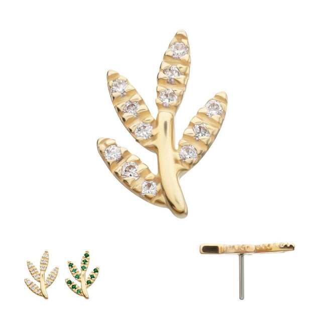 Invictus 14Kt Yellow Gold Threadless "Golden Flora" Paved Gem Top