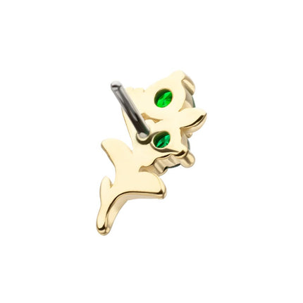 Invictus 14Kt Yellow Gold Threadless Low Profile 3-Prong Duo Gem "Emerald Sprout" Top