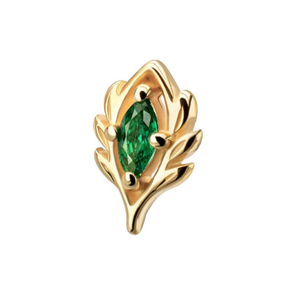 Invictus 14KT Yellow Gold Threadless Low Profile 4-Prong Marquise Gem "Emerald Vine" Top