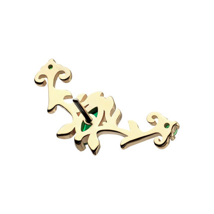Invictus 14KT Yellow Gold Threadless Low Profile Prong Set Gem "Emerald Crown" Top