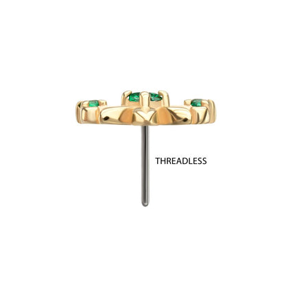 Invictus 14KT Yellow Gold Threadless Low Profile Prong Set Gem "Emerald Blossom" Top