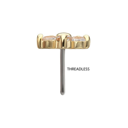 Invictus 14Kt Yellow Gold Threadless Low Profile 5-Petal Prong Set Gem Flower Top