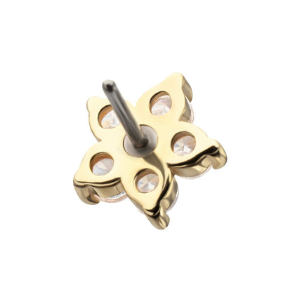 Invictus 14Kt Yellow Gold Threadless Low Profile 5-Petal Prong Set Gem Flower Top