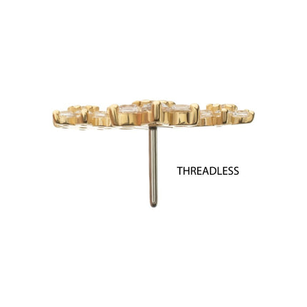 Invictus 14Kt Yellow Gold Threadless 6-Prong Gem Cluster Tri-Flower Top