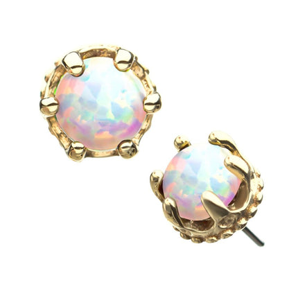 Invictus 14kt Yellow Gold Threadless Crown Set Opal Top