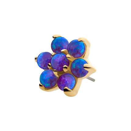 Invictus 14Kt Yellow Gold Threadless with 7 Prong Set Synthetic Opal Flower Top