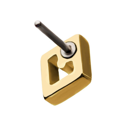 Invictus 14kt Gold Threadless Rhombus Top with Prong Set Clear CZ