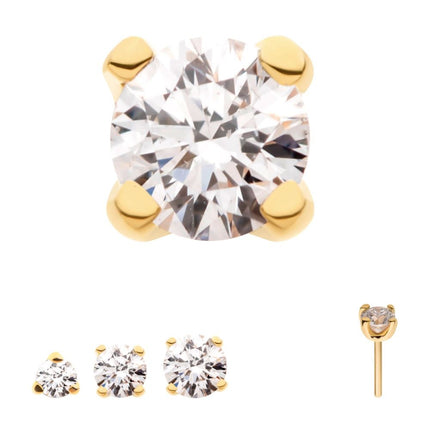 Invictus 14Kt Yellow Gold Threadless with Prong Set Genuine Diamond Top