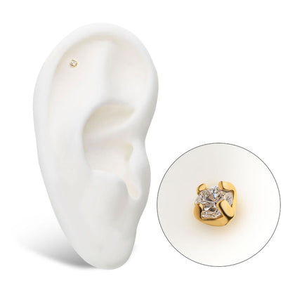 Invictus 14Kt Yellow Gold Threadless with Prong Set Genuine Diamond Top