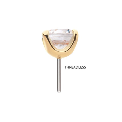 Invictus 14Kt Yellow Gold Threadless with Prong Set Round CZ Top