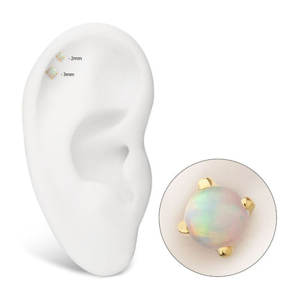 Invictus 14kt Yellow Gold Threadless with 4-Prong Set White Opal Top
